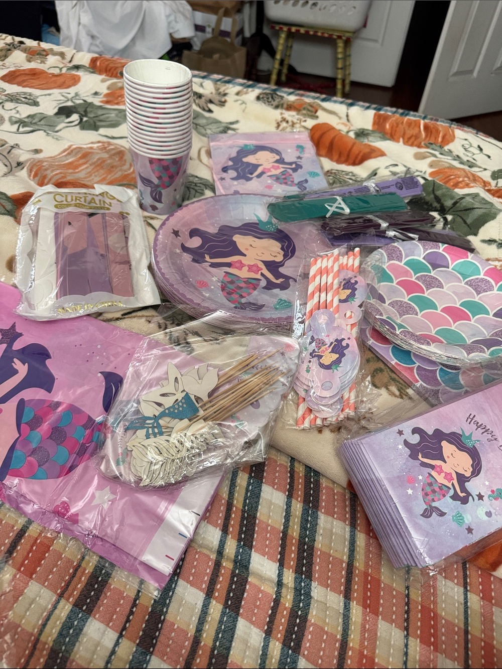 Mermaid Kids Party Tableware Set - Purple